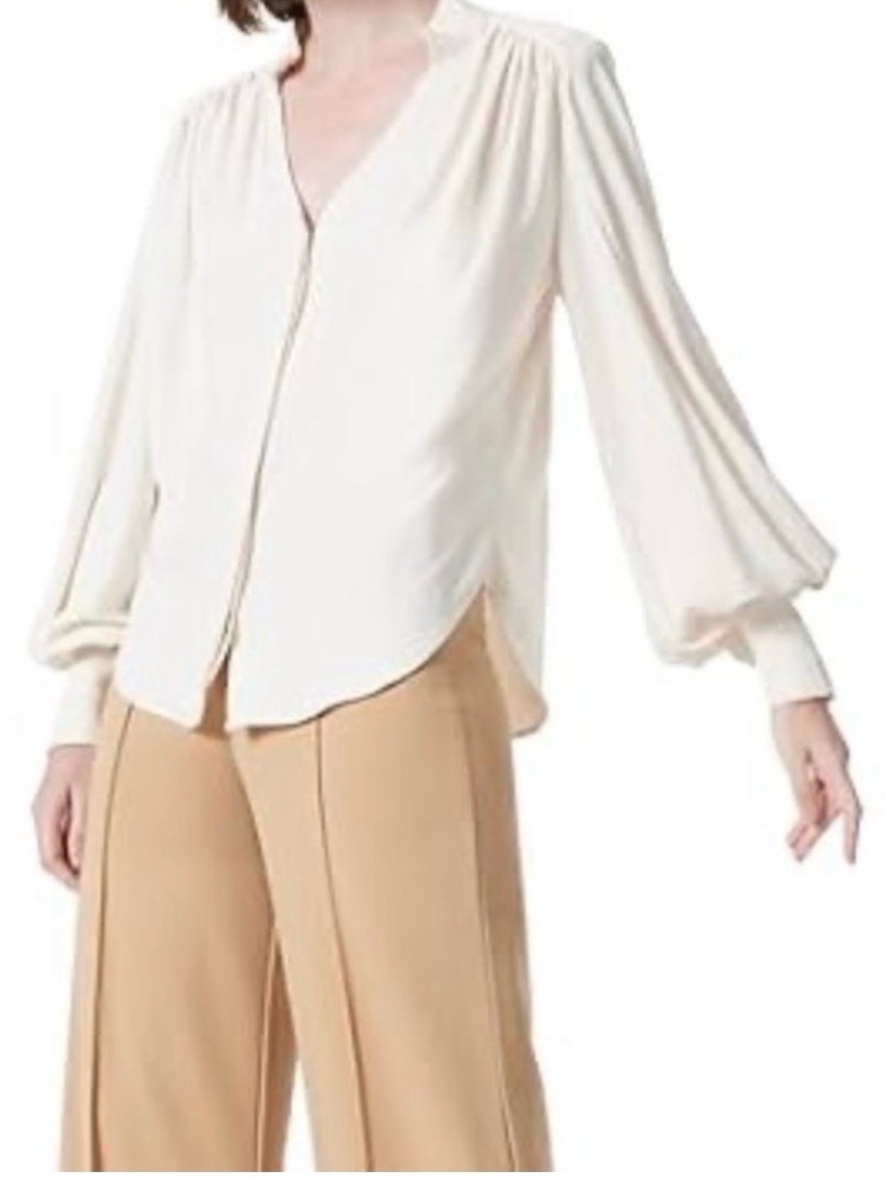NWT - DEE OCLEPPO Women's Jane Long Sleeve Blouse - Color Sea Salt - Size L